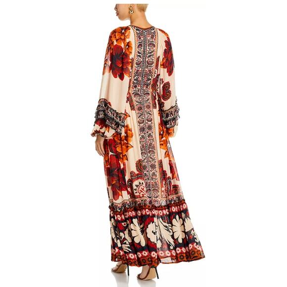 NWT FARM Rio Winter Tapestry Plunging Neck Maxi Boho Dress Medium $315 - Picture 2 of 9
